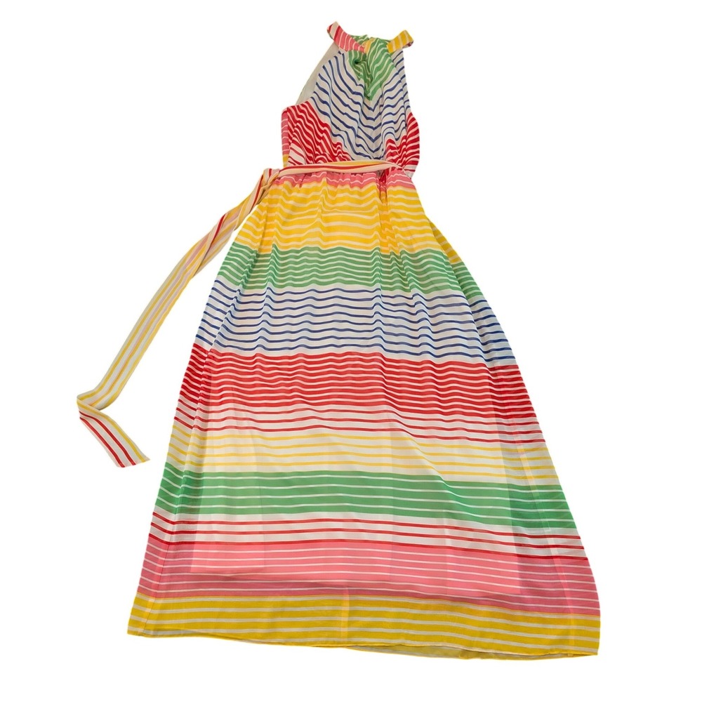 Julia Jordan Striped Halter Maxi Dress Multicolor Sleeveless Chiffon Size 12